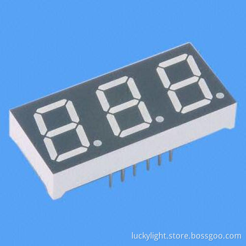 Yellow Color Three-digit 7 Segment LED Display, Common Cathode or Common Anode